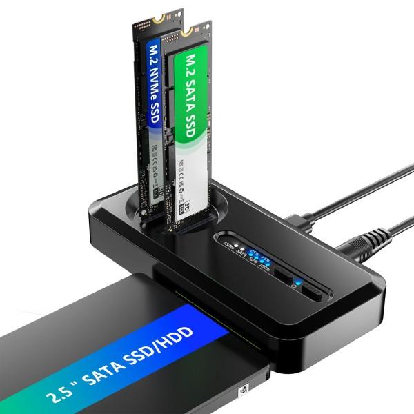 M.2 NVMe to SATA Offline Clone Enclosure Adapter, Standalone 10Gbps SSD Duplicator for M.2 NVMe & 2.5 - 副本