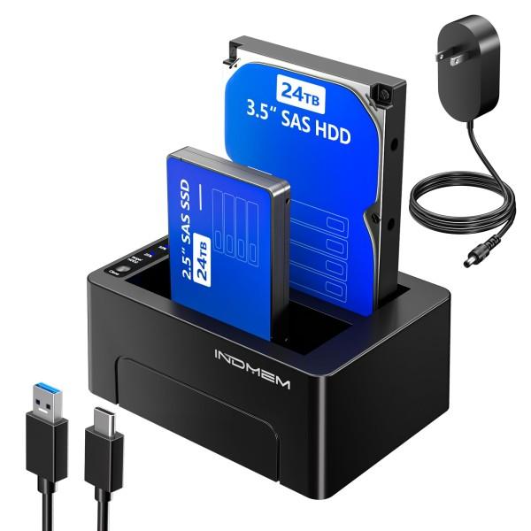 Dual Bay SAS to USB3.0 Hard Drive Docking Station with Offline Clone Function, 2.5